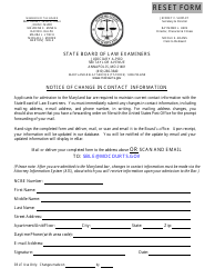 Document preview: Notice of Change in Contact Information - Maryland