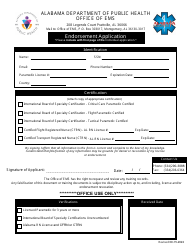 Document preview: Paramedic Endorsement Application - Alabama