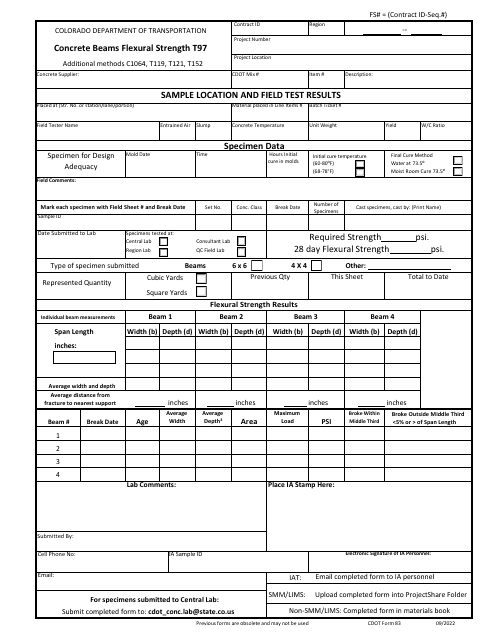 CDOT Form 83  Printable Pdf