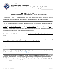 Form HF51E Letter of Intent/Publication of Intent to Apply for a Certificate of Need Relocation Exemption - Tennessee, Page 3