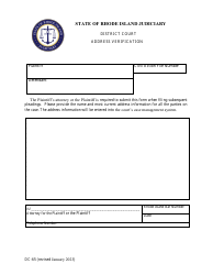 Document preview: Form DC-65 Address Verification - Rhode Island