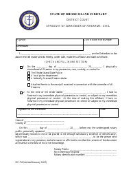 Document preview: Form DC-74 Affidavit of Surrender of Firearms - Civil - Rhode Island
