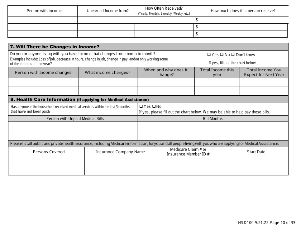 Form HSD100 Application for Assistance - New Mexico, Page 10