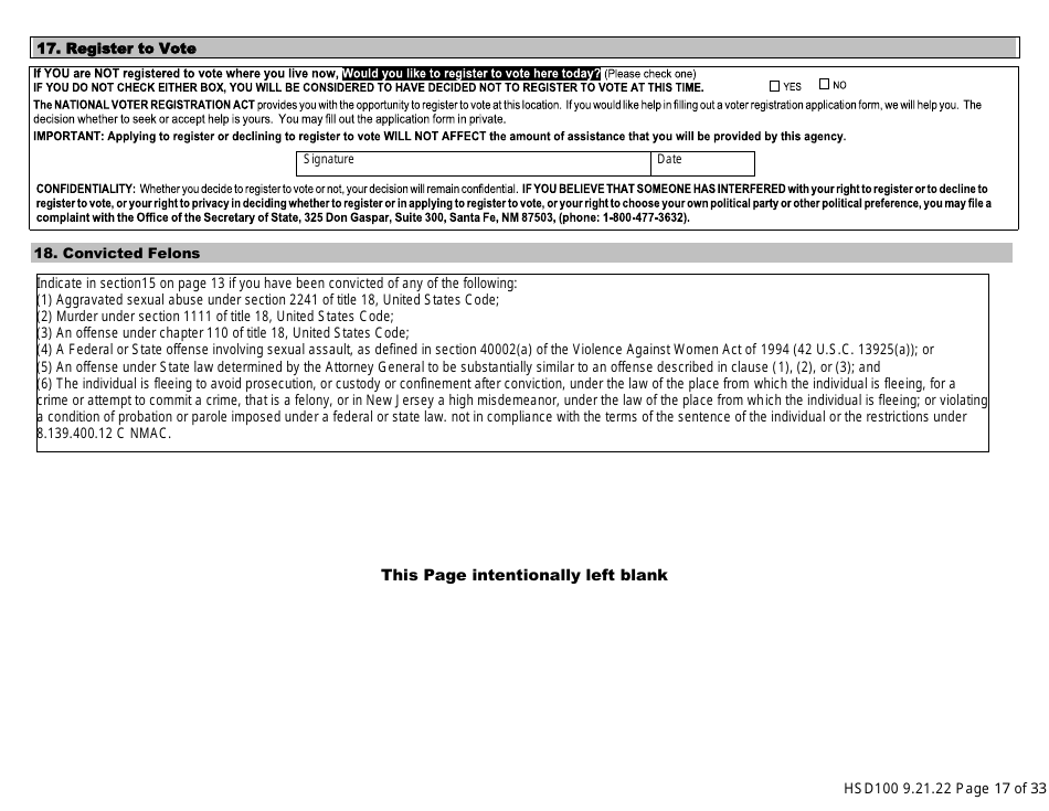 Form HSD100 Application for Assistance - New Mexico, Page 17