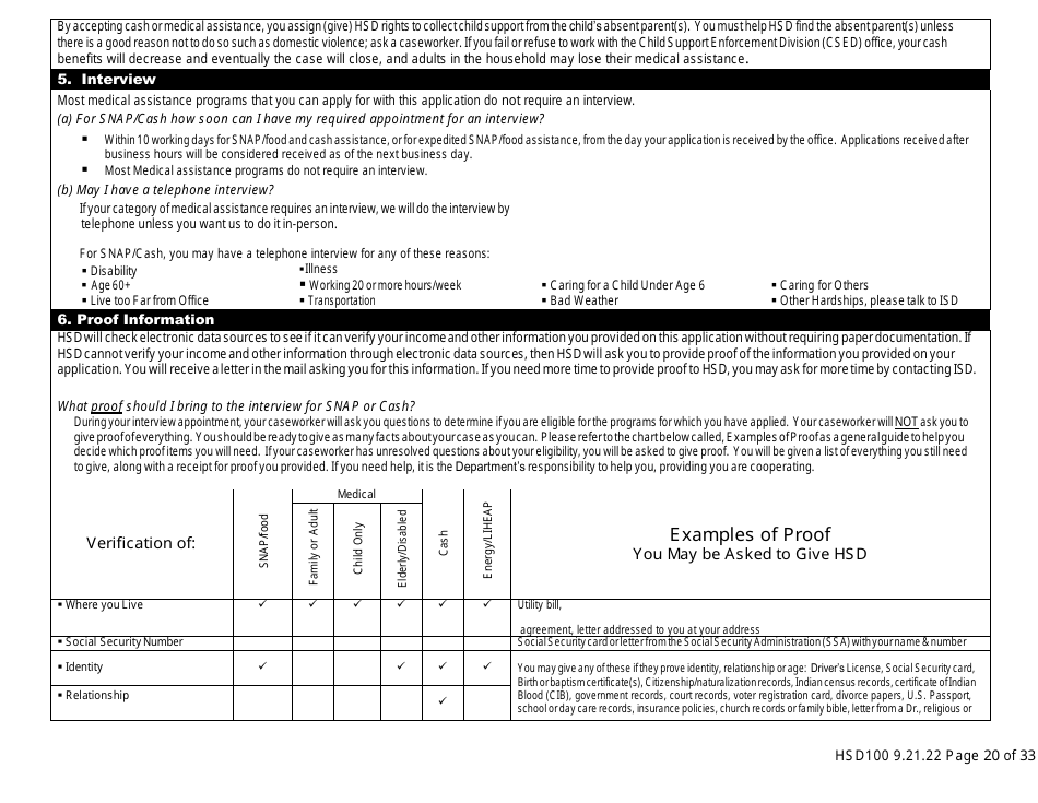 Form HSD100 Application for Assistance - New Mexico, Page 19