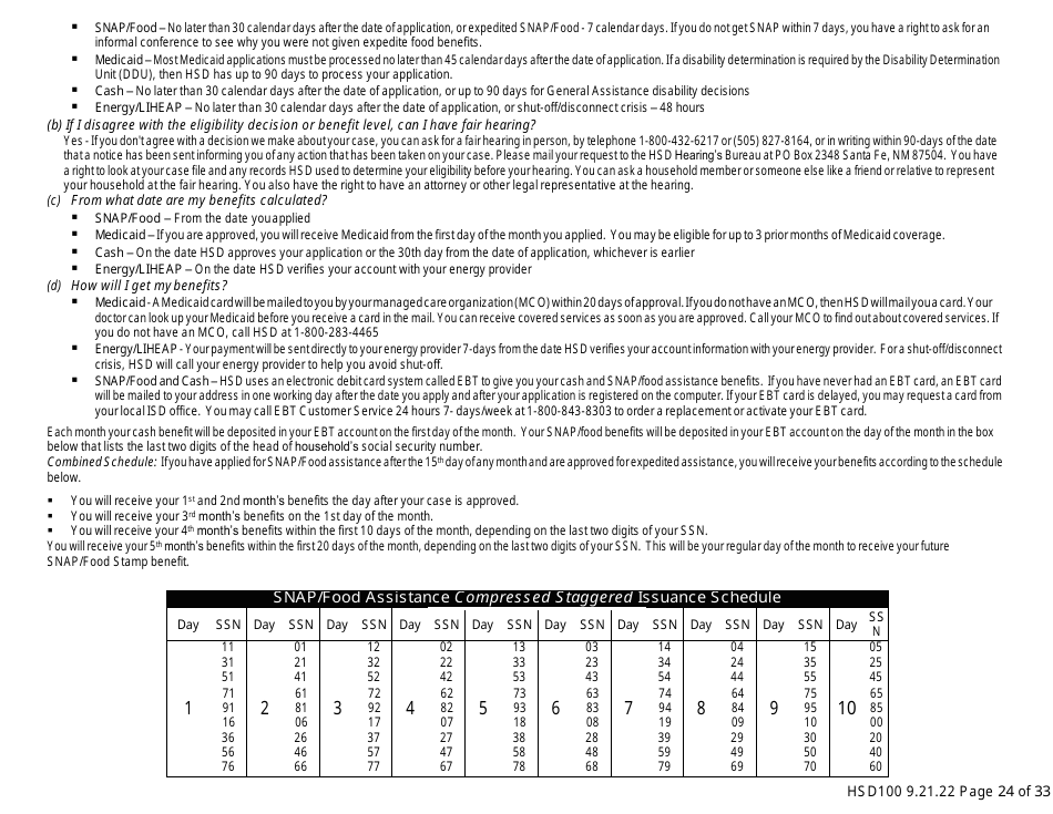 Form HSD100 Application for Assistance - New Mexico, Page 23
