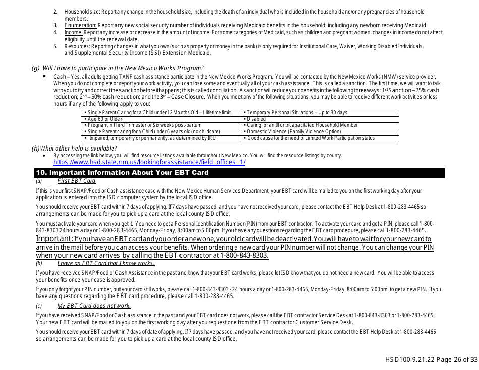 Form HSD100 Application for Assistance - New Mexico, Page 25