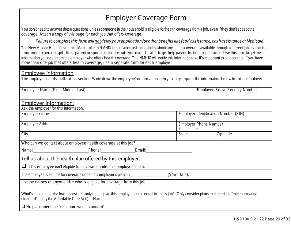 Form HSD100 Application for Assistance - New Mexico, Page 28