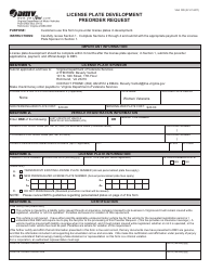 Form VSA100 License Plate Development Preorder Request - Virginia