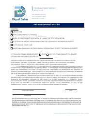 Document preview: Pre-development Meeting Application - City of Dallas, Texas