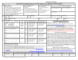 Benefit Enrollment and Life Event Change Form - Medical &amp; Dental Benefits - New Hampshire