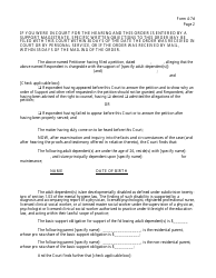 Form 4-7D Order on Petition for Support of Adult Dependent - New York, Page 2