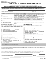 Form HFS2271 Certificate of Transportation Services(Cts) - Illinois