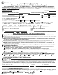 Form HFS2270 Physician Certification Statement (PCS) for Ambulance Transport - for Non-emergency Transports Only - Illinois