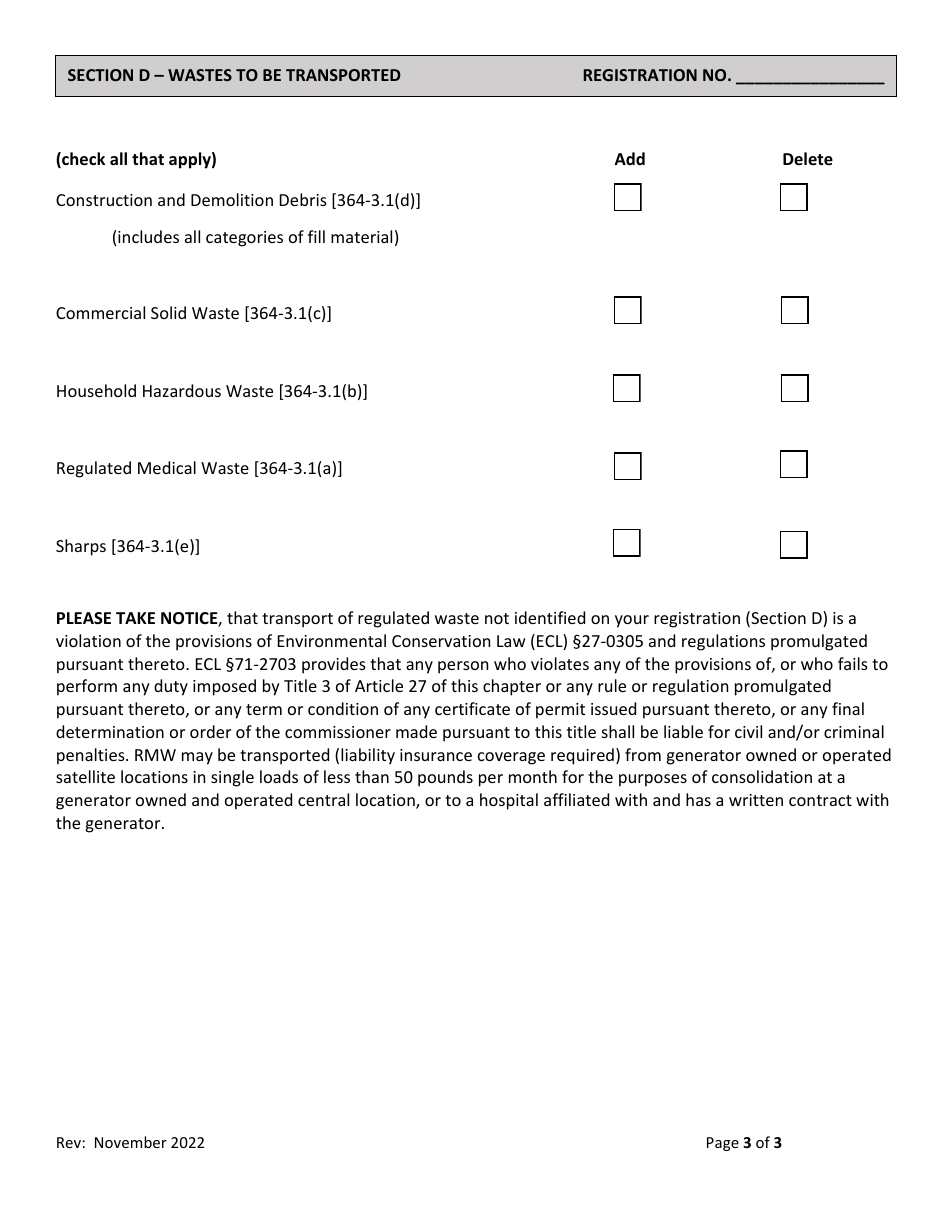 6 Nycrr Parts 364 Waste Transporter Registration Application - New York, Page 3