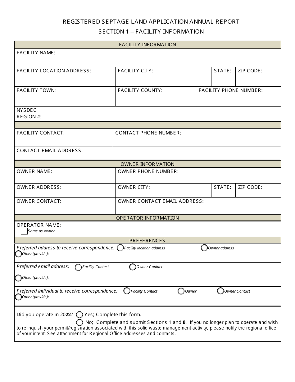 Registered Facility Annual Report - Septage Land Application (Including Composting Toilet Residuals) - New York, Page 2