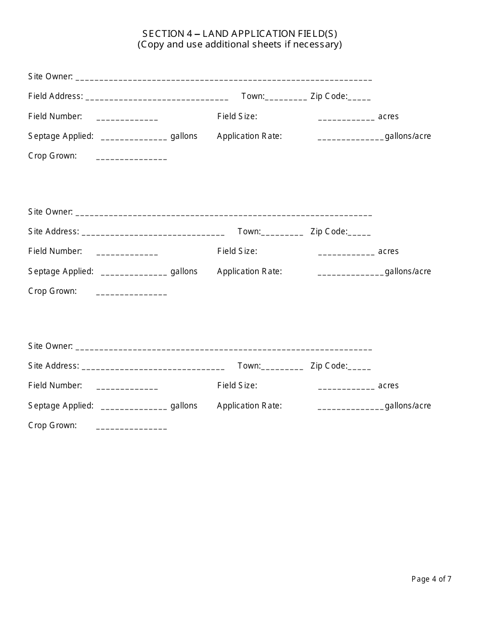 Registered Facility Annual Report - Septage Land Application (Including Composting Toilet Residuals) - New York, Page 4