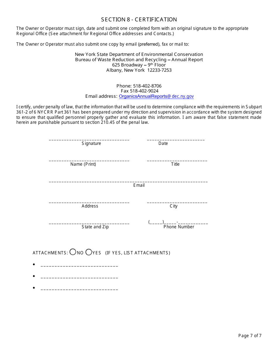 Registered Facility Annual Report - Septage Land Application (Including Composting Toilet Residuals) - New York, Page 7