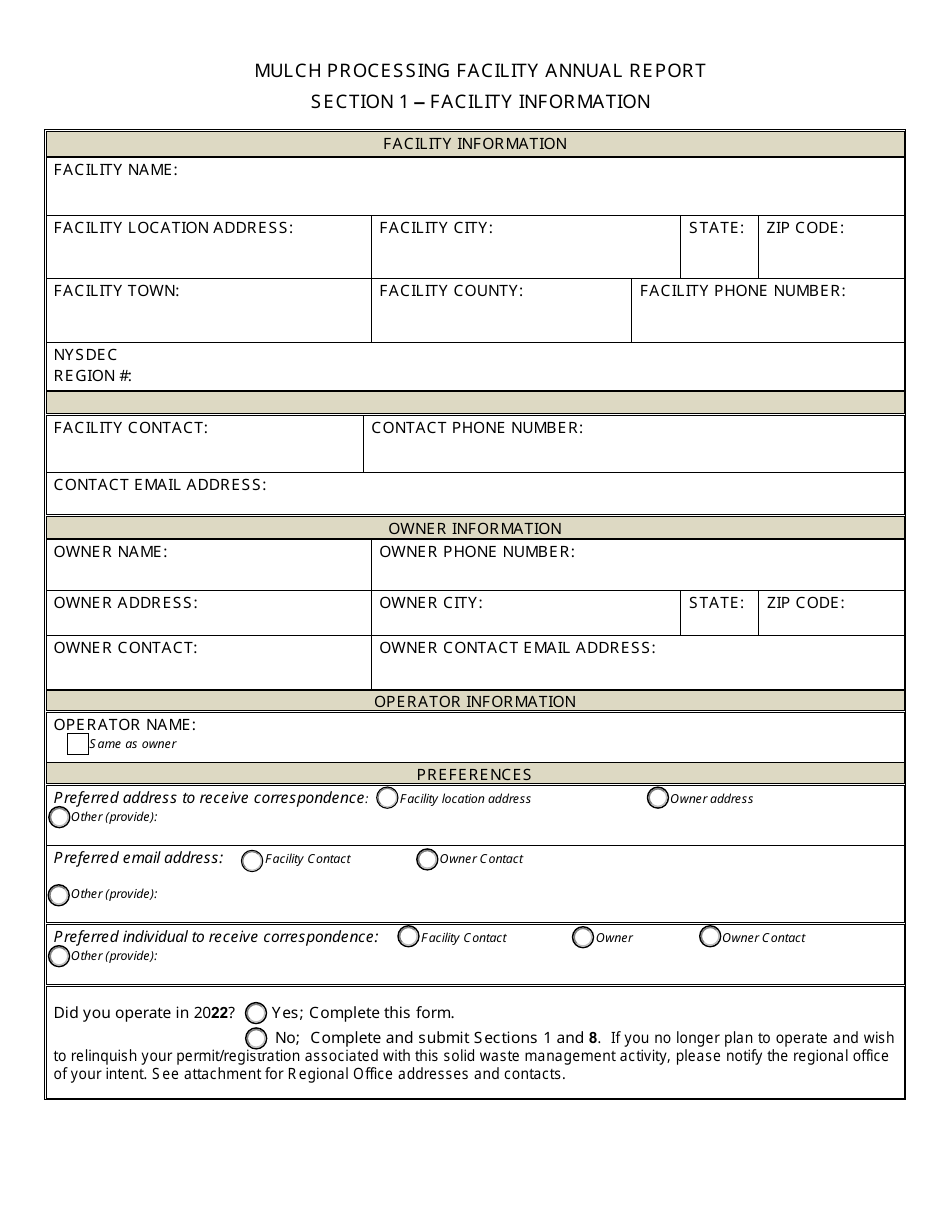 Registered or Permitted Facility Annual Report - Mulch Processing Facility - New York, Page 2