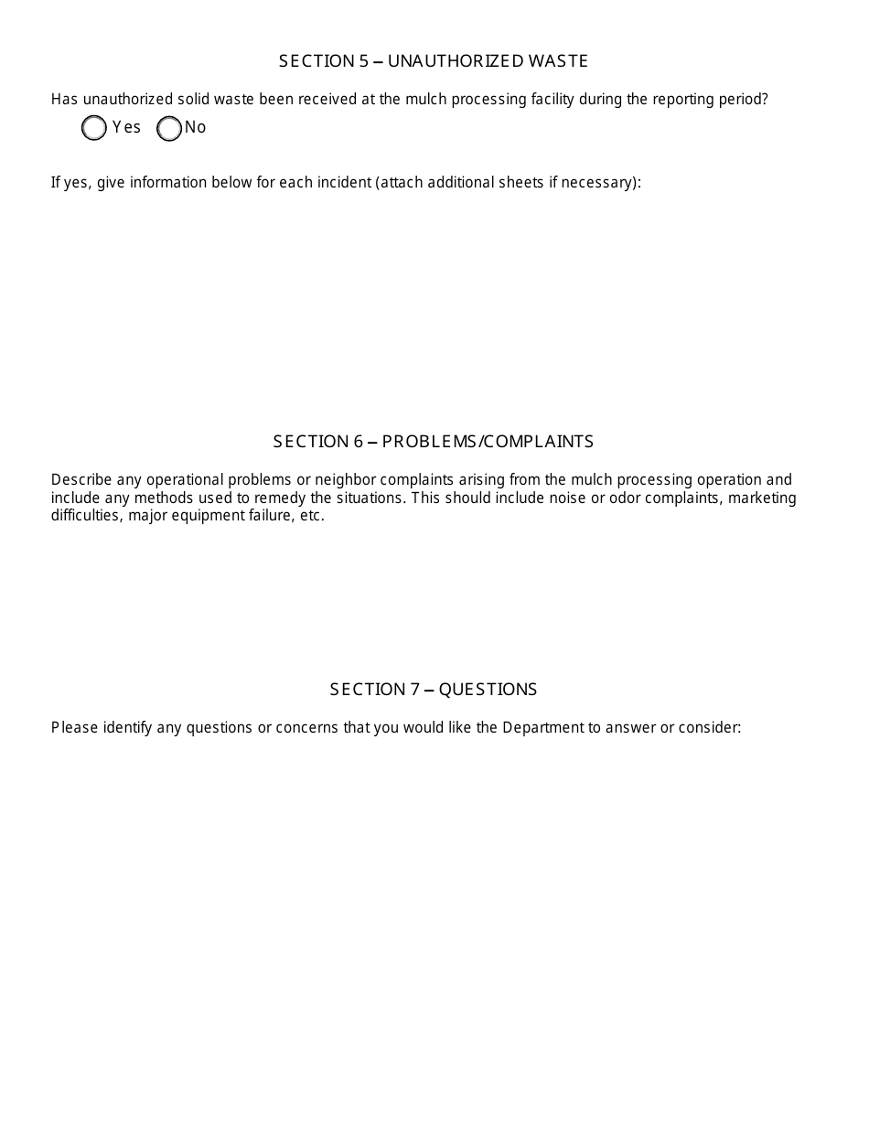 Registered or Permitted Facility Annual Report - Mulch Processing Facility - New York, Page 5