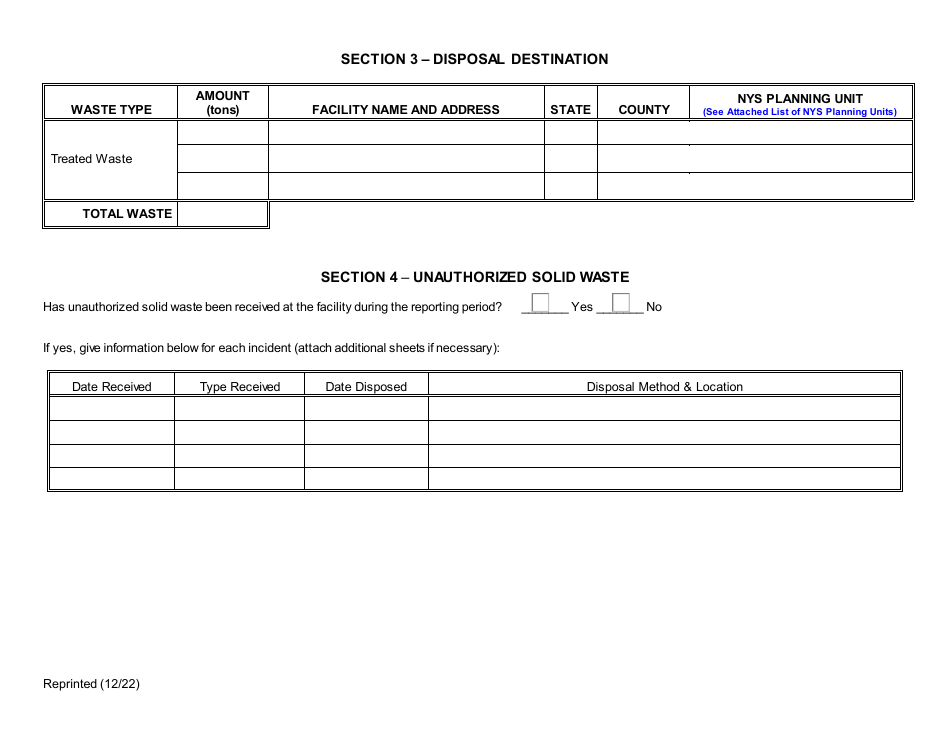 Regulated Medical Waste Facility Annual Report - New York, Page 3
