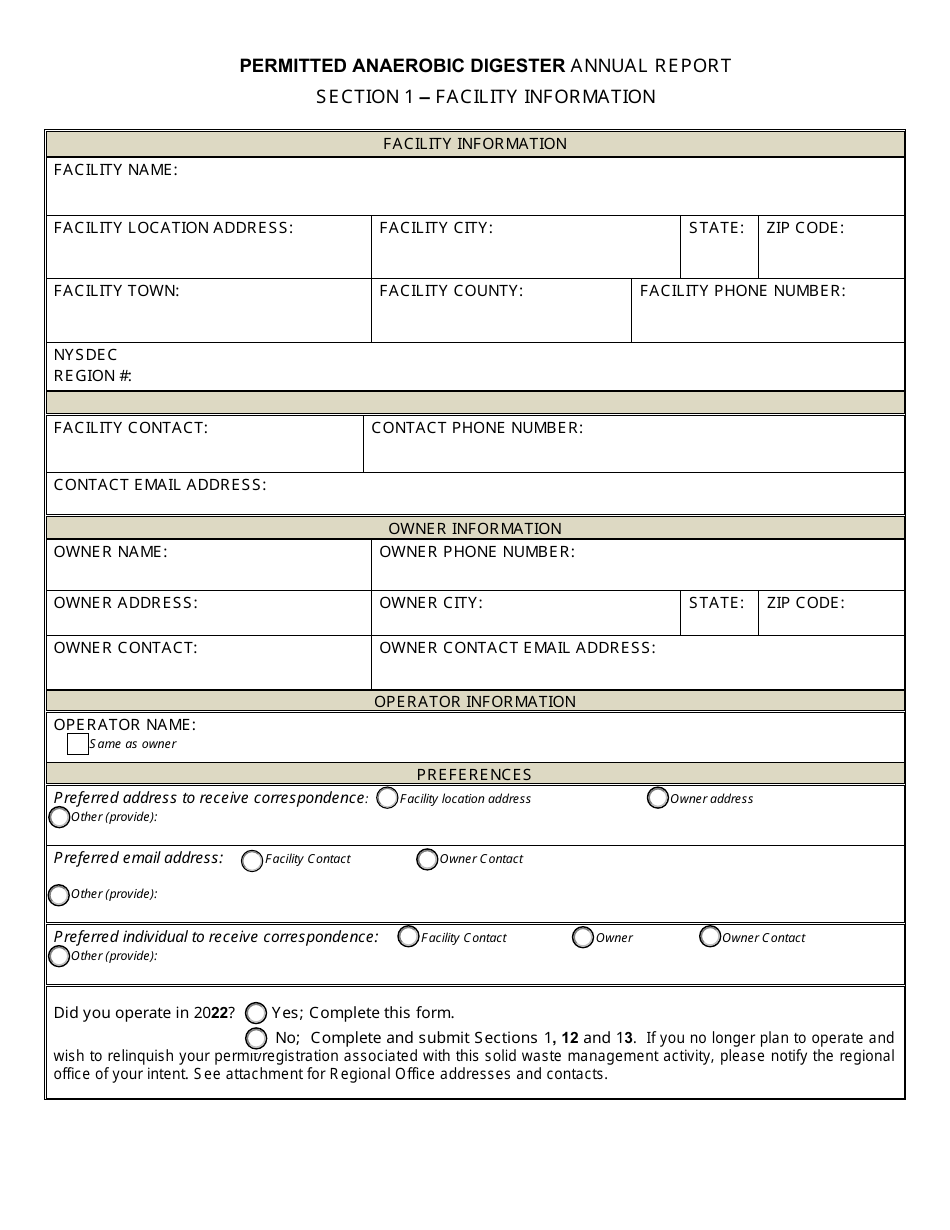 Permitted Facility Annual Report - Anaerobic Digester - New York, Page 2