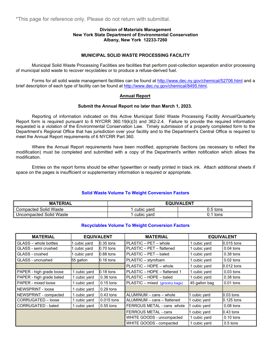 Municipal Solid Waste Processing Facility Annual Report - New York, Page 10