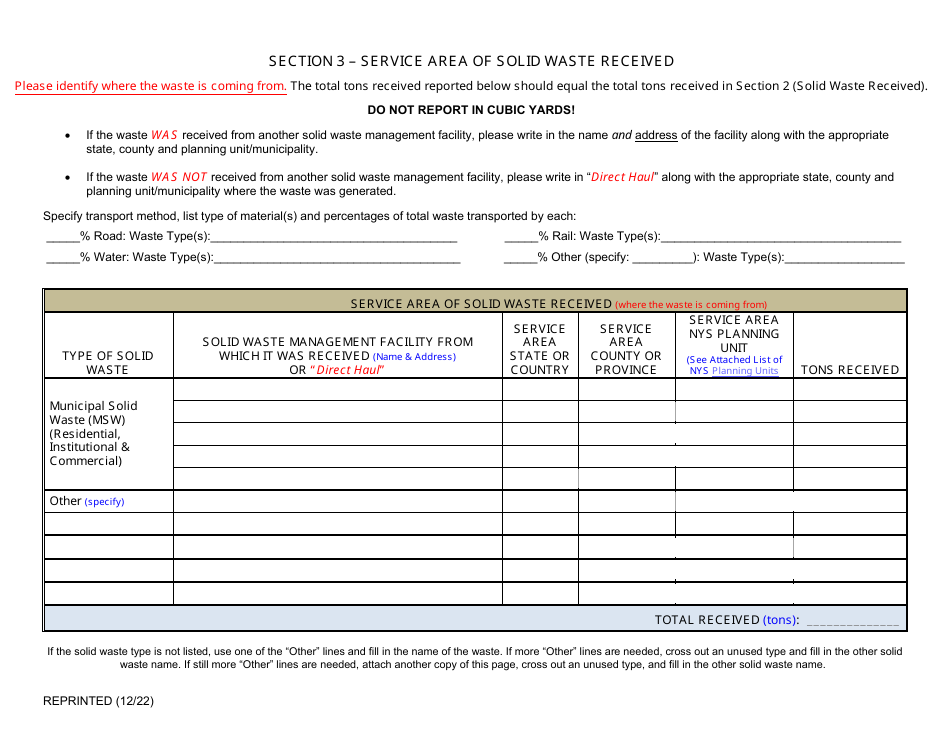 Municipal Solid Waste Processing Facility Annual Report - New York, Page 3