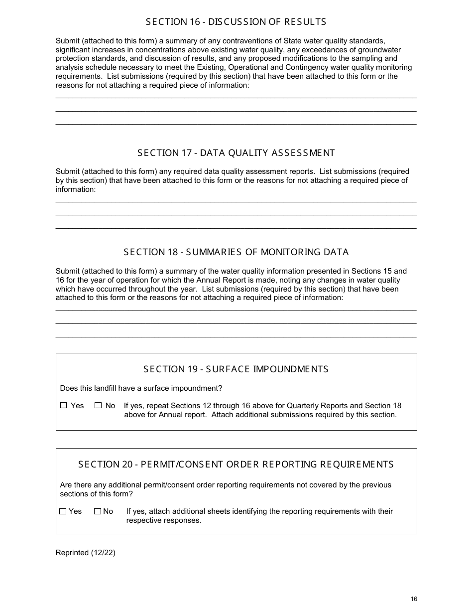 Long Island Landfill Annual / Quarterly Report - New York, Page 16