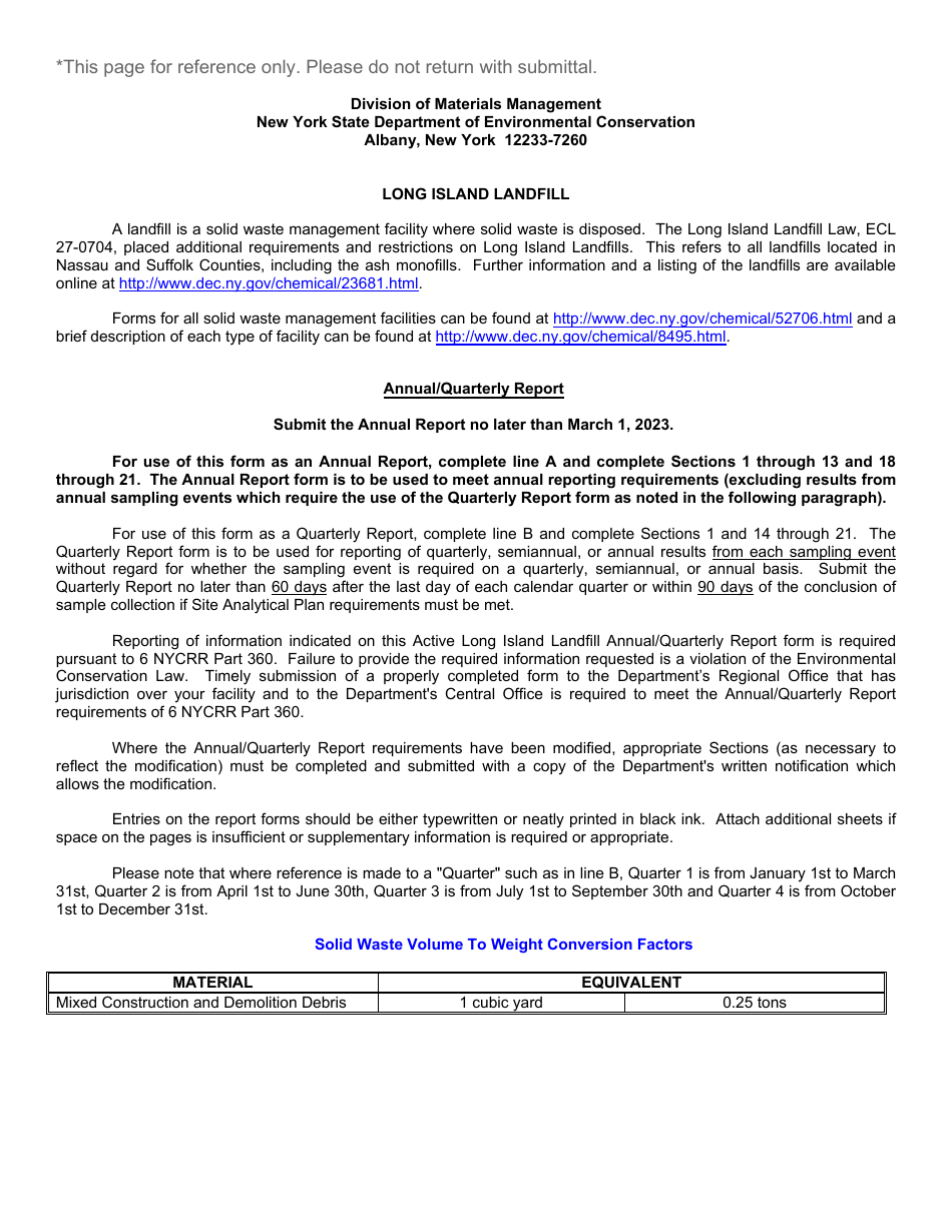 Long Island Landfill Annual / Quarterly Report - New York, Page 18