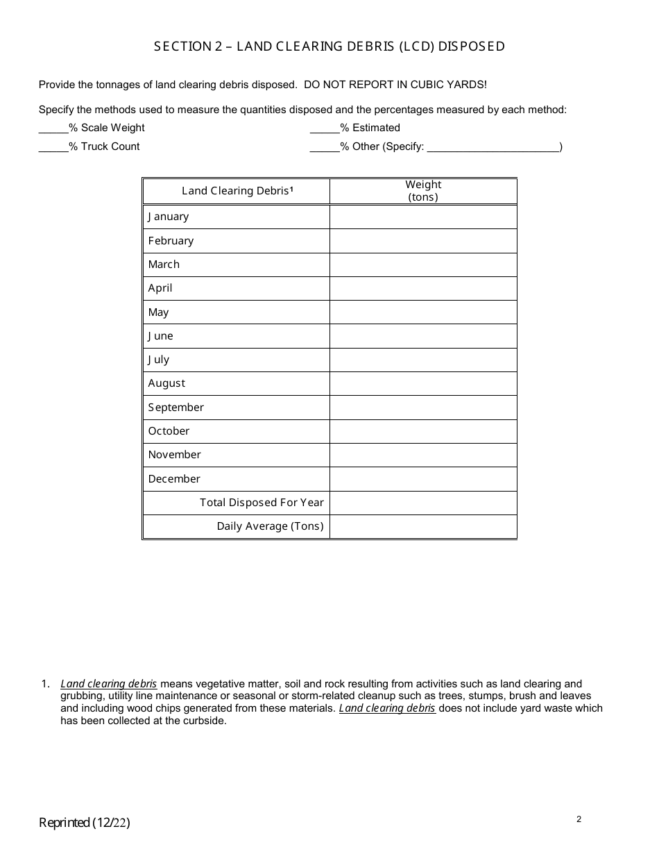 Land Clearing Debris Landfill Annual Report - New York, Page 2