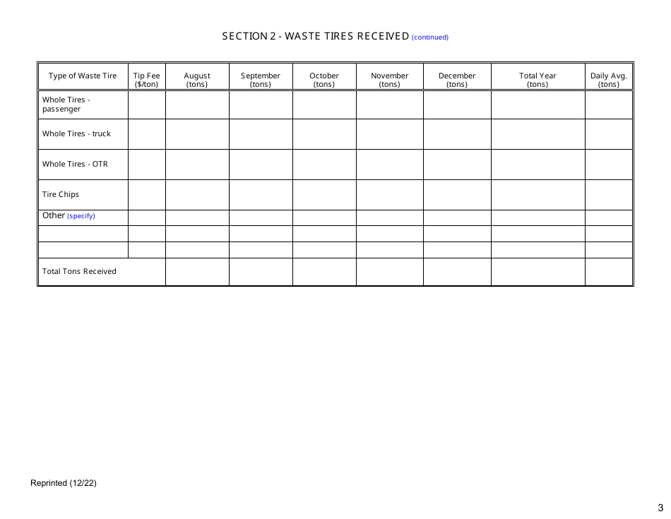 Waste Tire Handling  Recovery Facility Annual Report - New York, Page 3