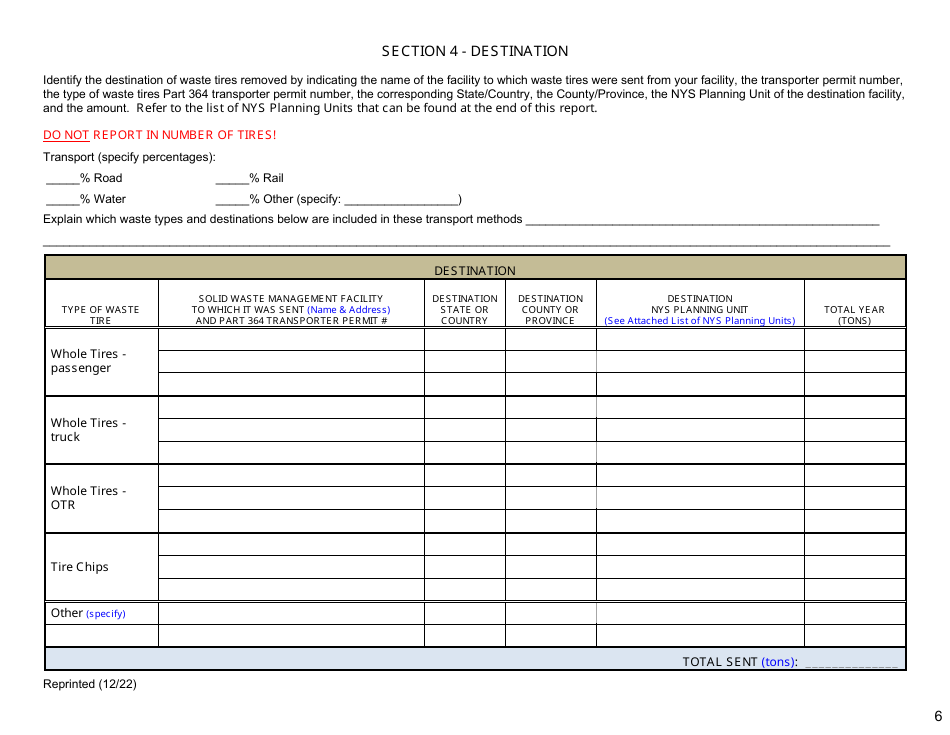 Waste Tire Handling  Recovery Facility Annual Report - New York, Page 6