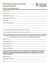 Document preview: School Participation Form - School Arbor Day Poster Contest Program - New York