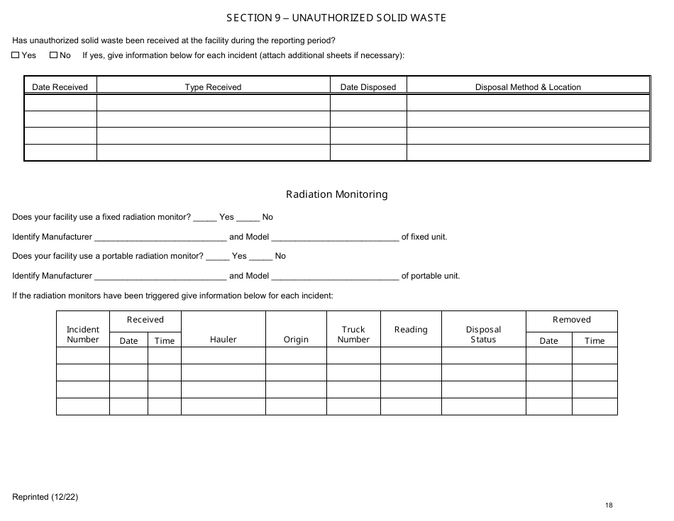 Msw, Industrial or Ash Landfill Annual / Quarterly Report - New York, Page 18