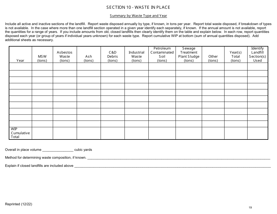 Msw, Industrial or Ash Landfill Annual / Quarterly Report - New York, Page 19