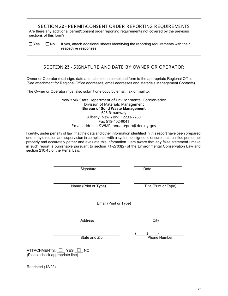 Msw, Industrial or Ash Landfill Annual / Quarterly Report - New York, Page 25