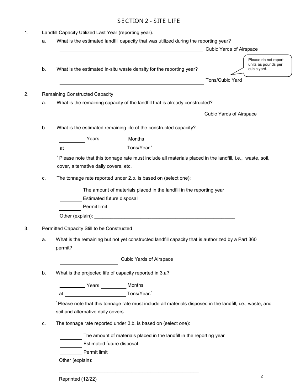 Msw, Industrial or Ash Landfill Annual / Quarterly Report - New York, Page 2