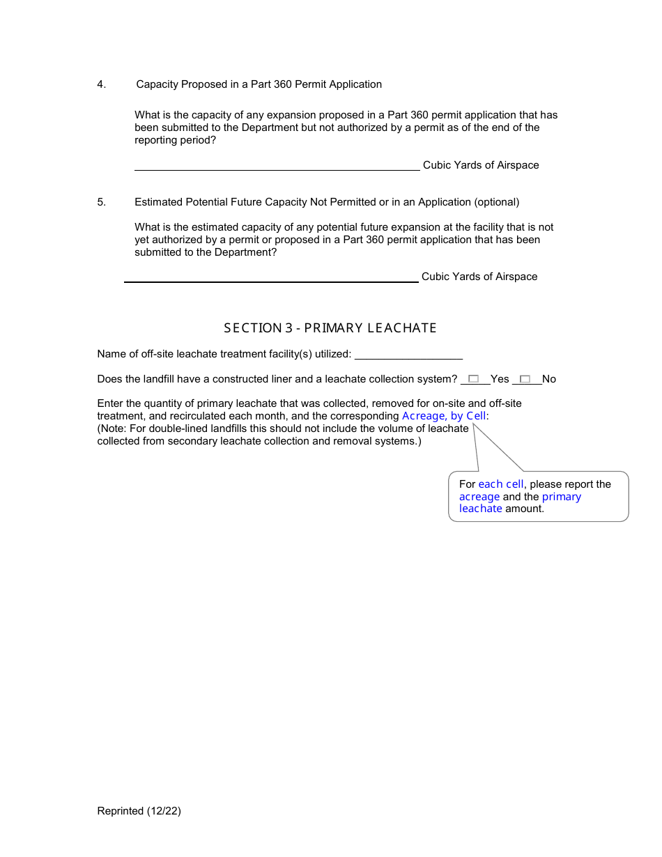 Msw, Industrial or Ash Landfill Annual / Quarterly Report - New York, Page 3