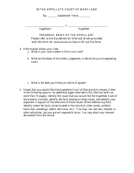 Informal Brief of the Appellant - Civil - Maryland