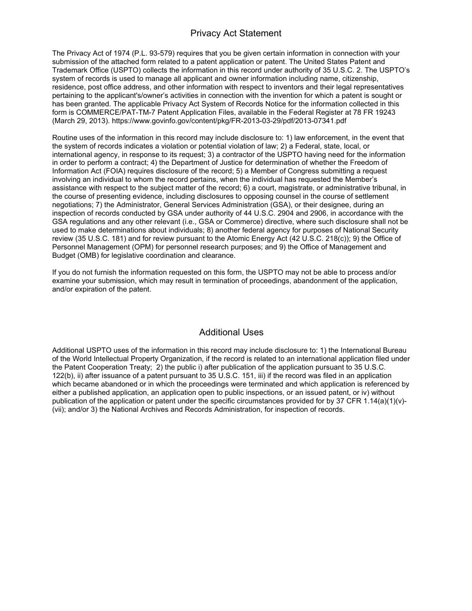 Form PTO / SB / 125 Request for Customer Number, Page 3