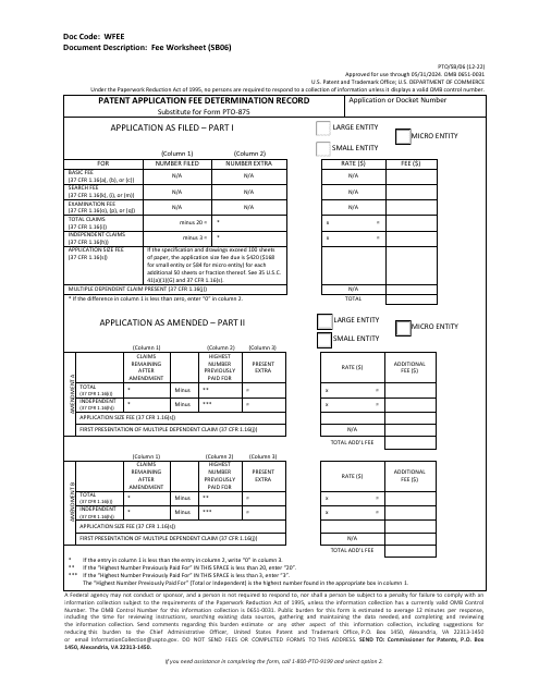 Form PTO/SB/06  Printable Pdf