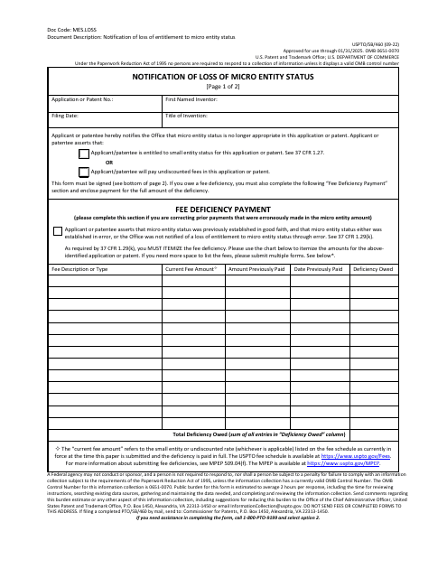 Form USPTO/SB/460  Printable Pdf