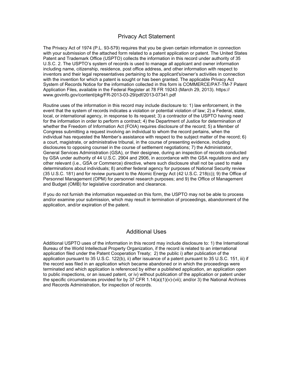 Form PTO / AIA / 122 Change of Correspondence Address Application, Page 2