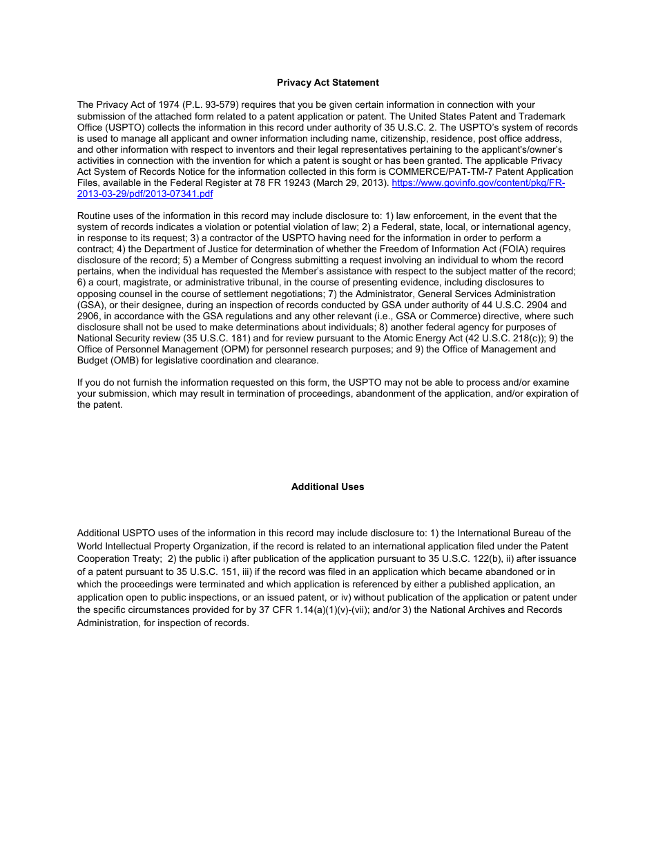Form PTO / AIA / 40 Request for Correction in a Patent Application Relating to Inventorship or an Inventor Name, or Order of Names, Other Than in a Reissue Application (37 Cfr 1.48), Page 3