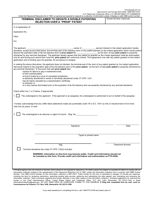 Form PTO/AIA/26  Printable Pdf