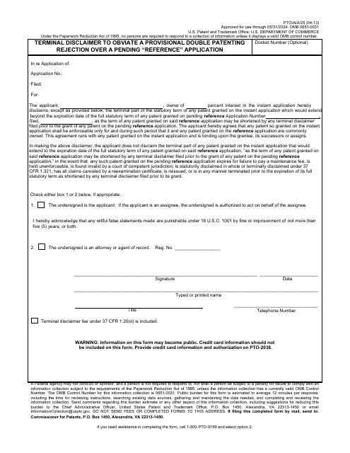 Form PTO/AIA/25  Printable Pdf