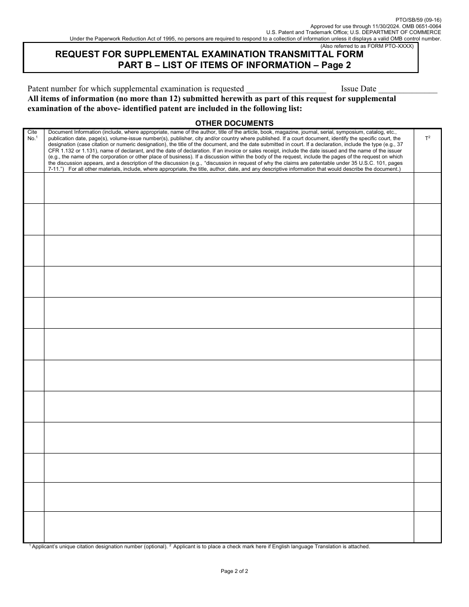 Form pto sb 59 fill out sign online and download fillable pdf