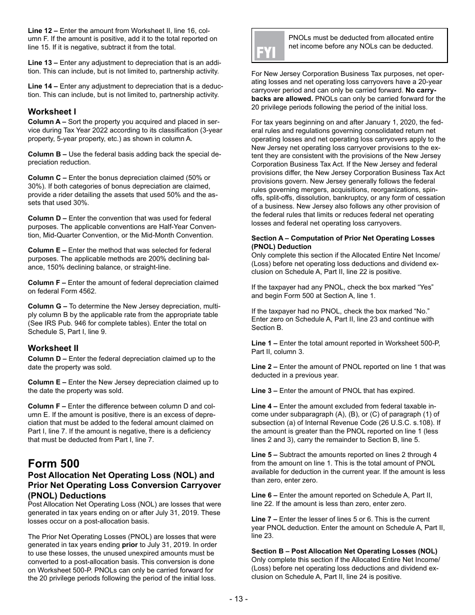 Instructions for Form BFC-1 Corporation Business Tax Return for Banking and Financial Corporations - New Jersey, Page 13