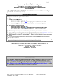Document preview: Form DBPR BCAIB4 Application for Provisional Certificate - Building Code Administrator - Florida